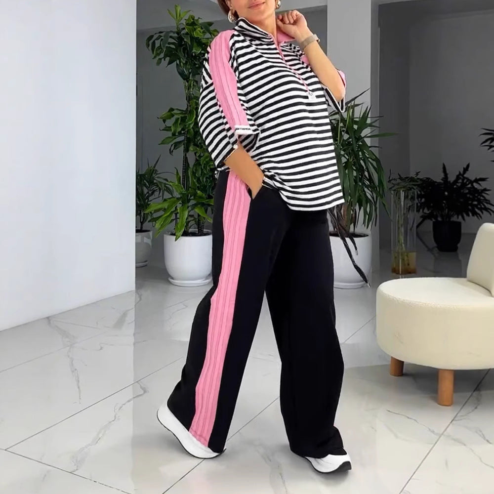 Ensemble de loisirs pour femmes avec un haut rayé et un jogging confortable Chic & Stil