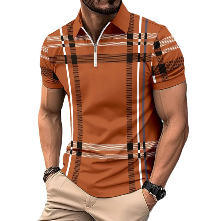Men's stylish plaid polo with front ZIP Lune London