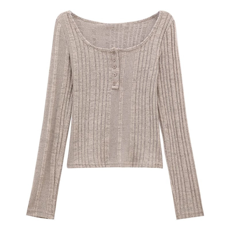 Ladies' stylish long-sleeve top with button placket Chic & Stil