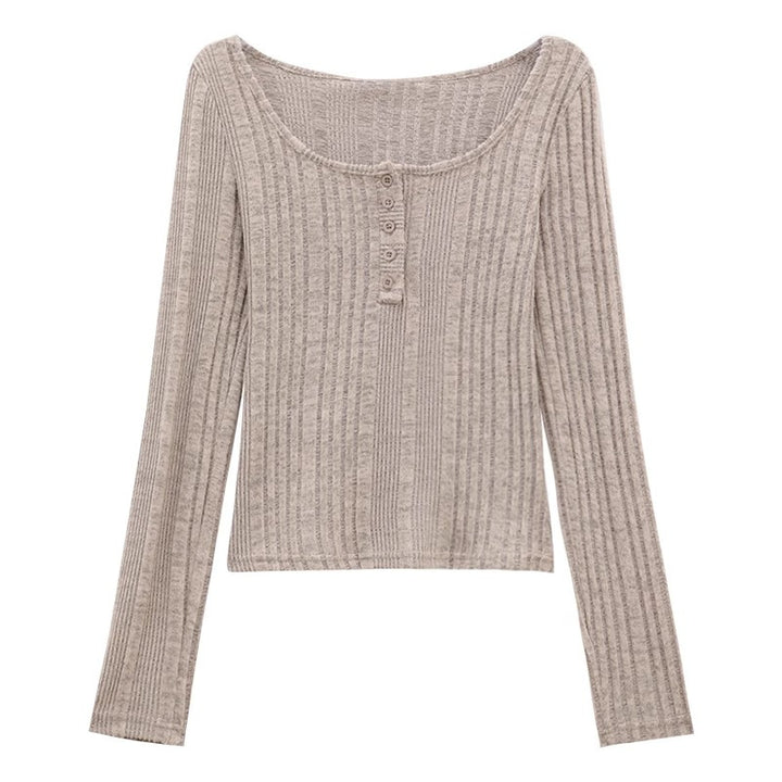 Ladies' stylish long-sleeve top with button placket Chic & Stil
