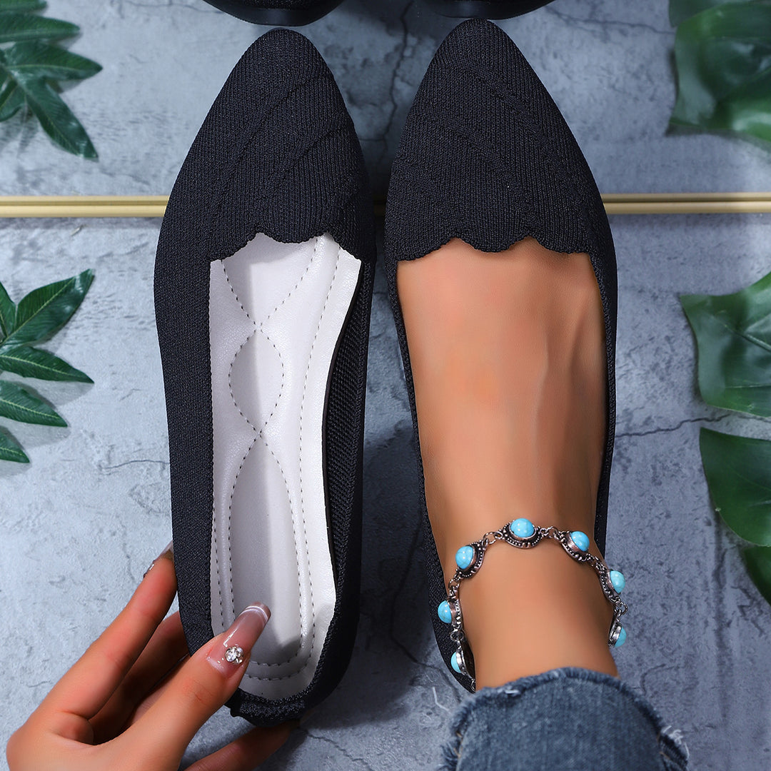 Women Structured Knit Ballet Flats Lune London