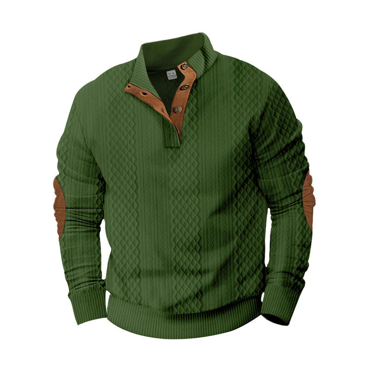 Trendy knitted sweater for men with innovative collar and elegant contrast details Lune London