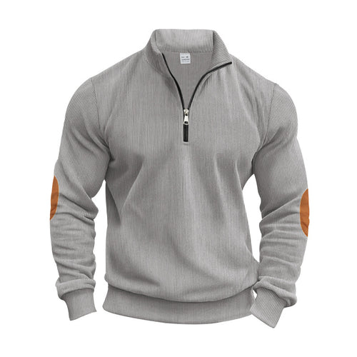 Fashion sweater for men with zipper and contrasting elbow patches Lune London