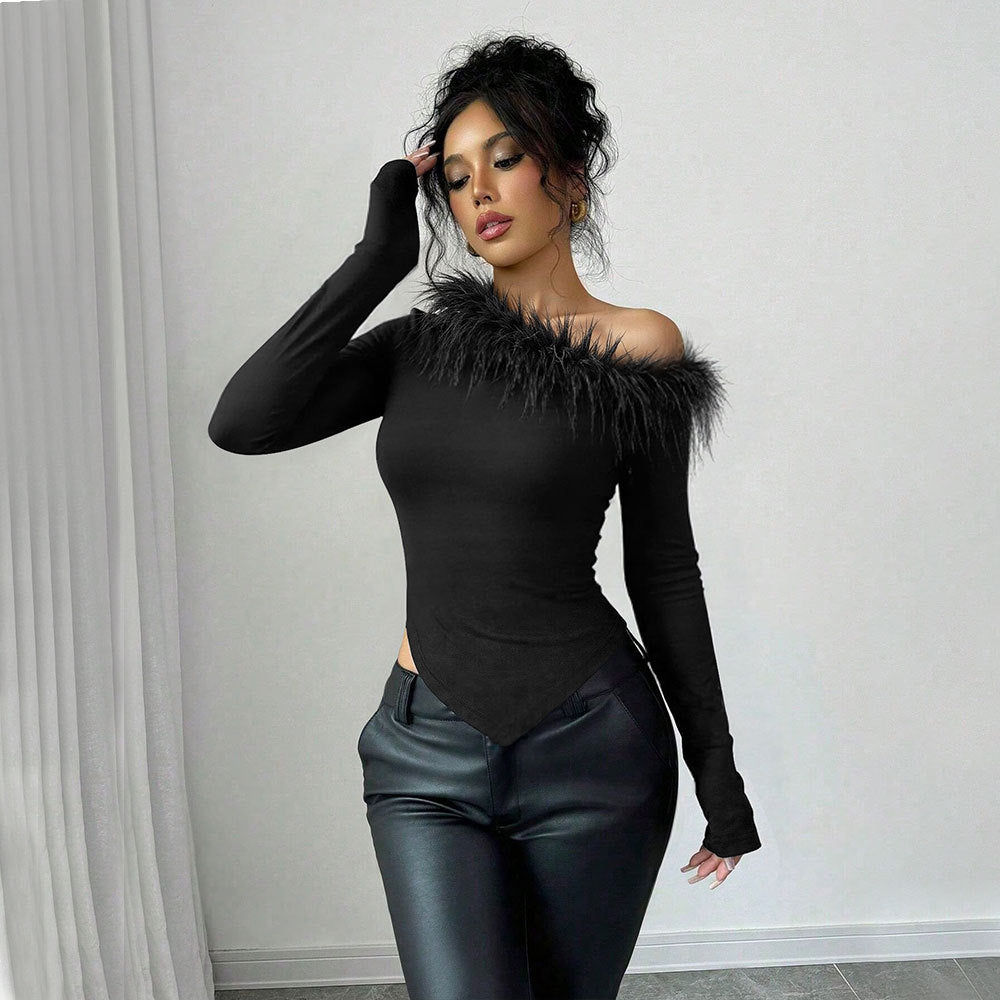 Elegant top for women with removable plush trim Chic & Stil