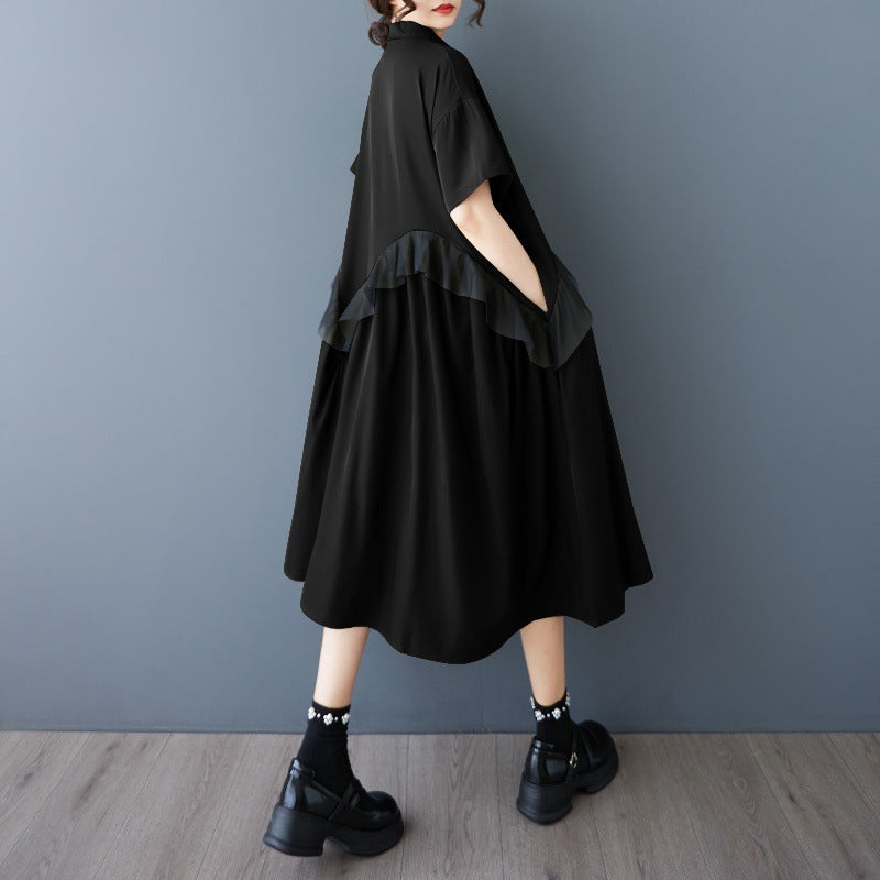 Midaxi button-down shirt dress for women with ruffle detail Lune London