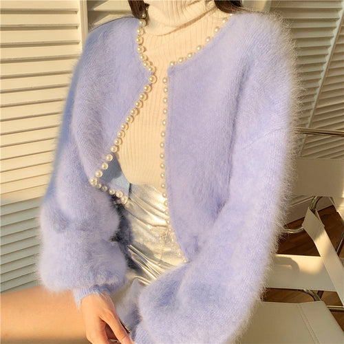 Cardigan luxueux pour femmes avec détails en perles et manches volumineuses Chic & Stil