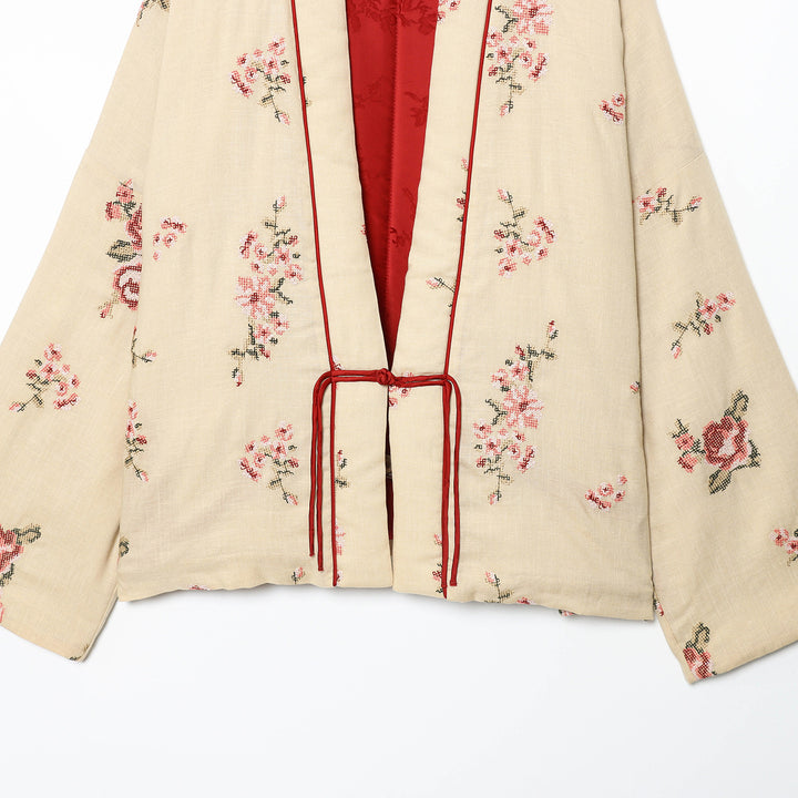 Women Elegant kimono-inspired jacket with floral embroidery Lune London