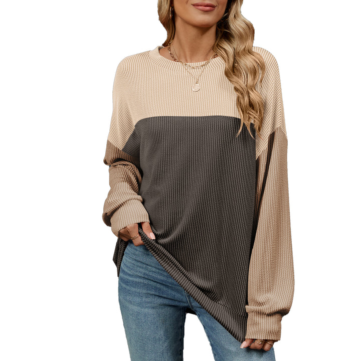 Women's sweatshirt with a trendy ribbed design and contrasting color sleeves Lune London