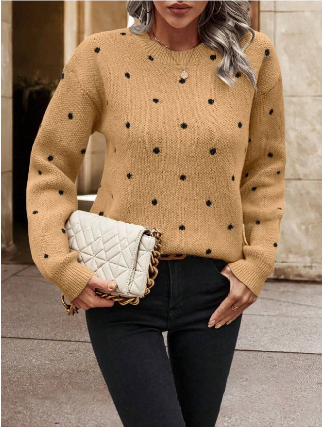 Knit patterned sweater for women with crew neck and relaxed fit Lune London
