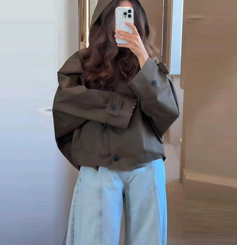 Women’S Oversized Rain Jacket with Hood and Fashionable Cut Lune London