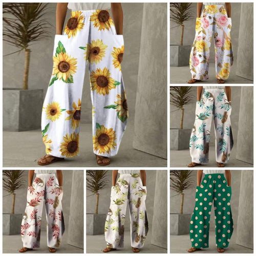Pantalons fleuris amples pour femmes avec poches et taille élastique Chic & Stil