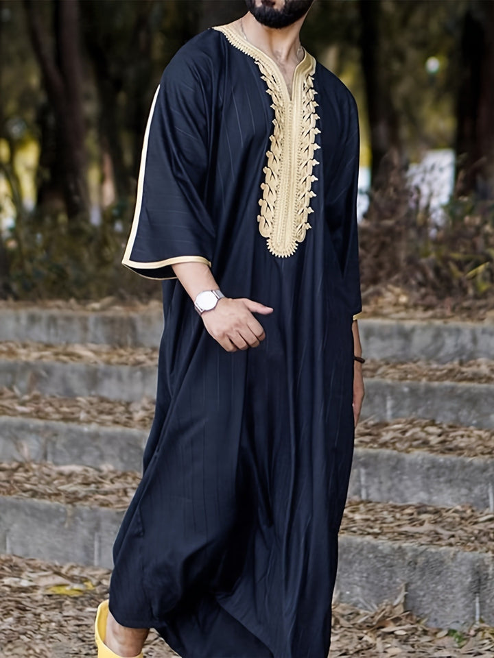 Men's traditional kaftan with artistic embroidery details Lune London