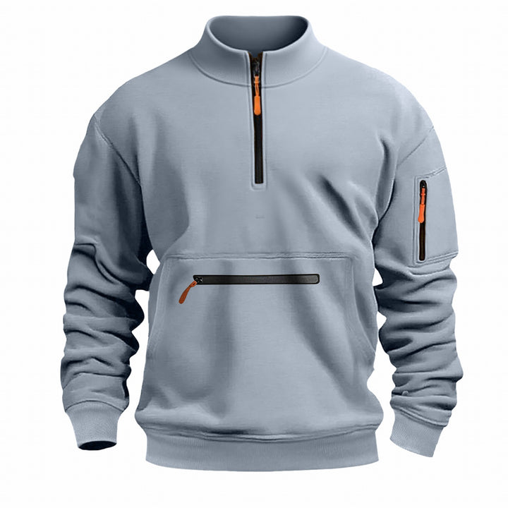Function sweater for men with half-zip and practical pockets Lune London