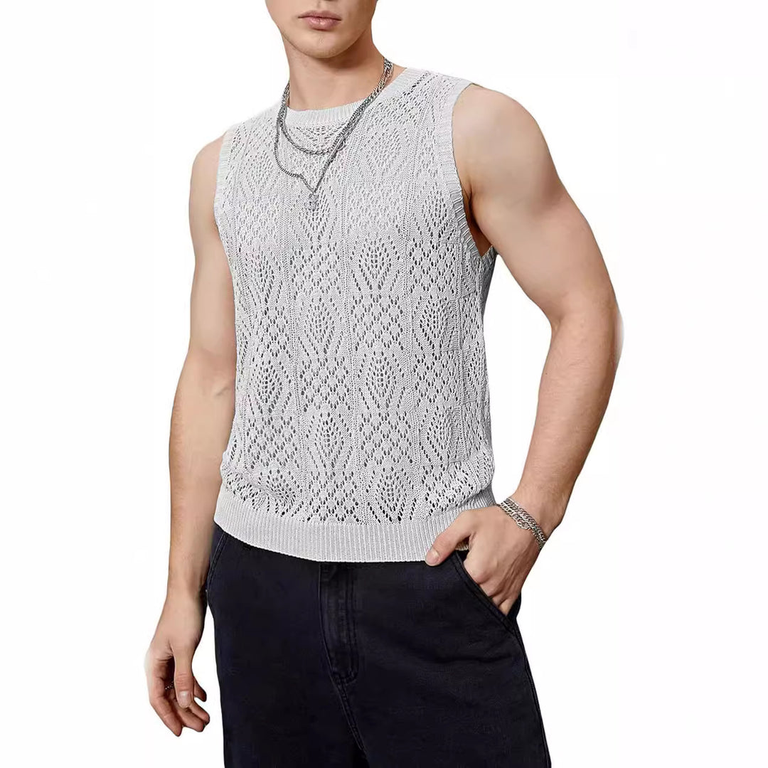 Men's knit top with refined perforated pattern Lune London