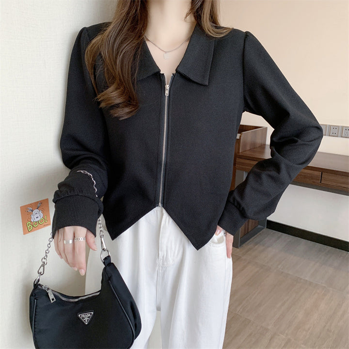 Women's fashionable cropped jacket with zipper and elegant collar Chic & Stil