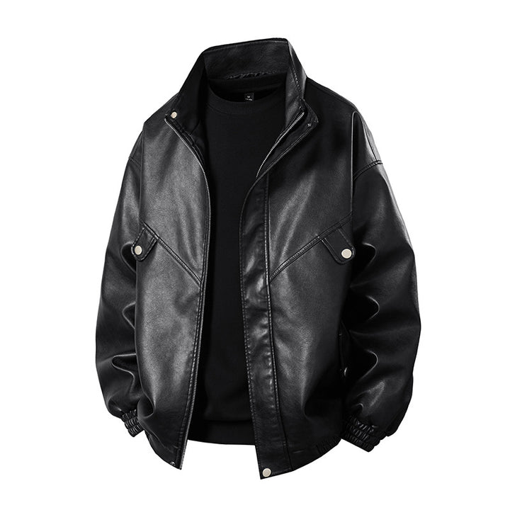 Men's faux leather jacket with a casual look featuring practical flap pockets Lune London