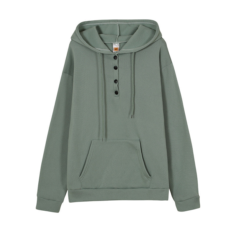 Hooded sweatshirt for women with button details and practical kangaroo pocket Lune London