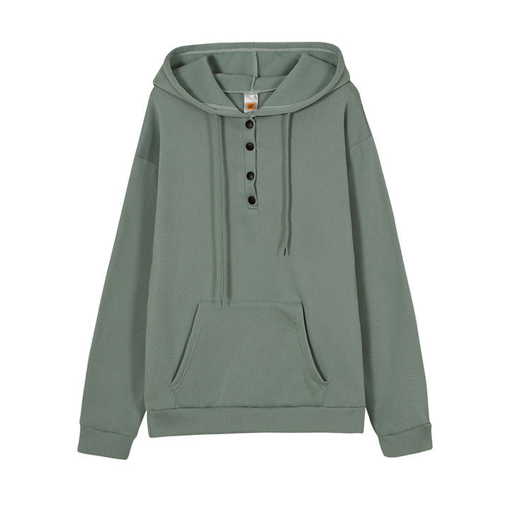 Hooded sweatshirt for women with button details and practical kangaroo pocket Lune London