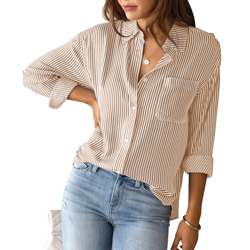 Women's Casual Shirt Blouse with Fine Stripes and Casual Cut Lune London