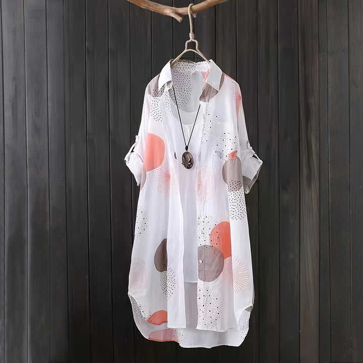 Ladies Lightweight Geometric Print Tunic Shirt Lune London