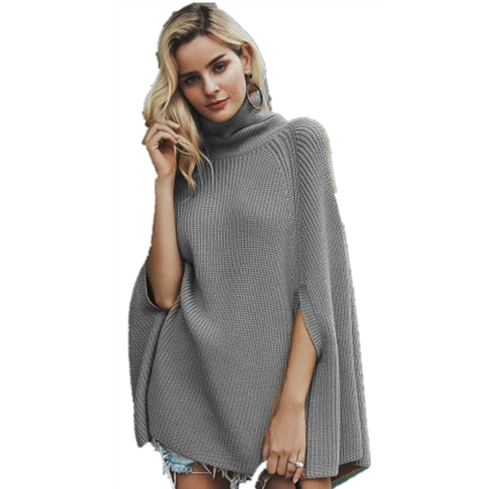 Ladies large knitted sweater with high collar and loose fit Lune London