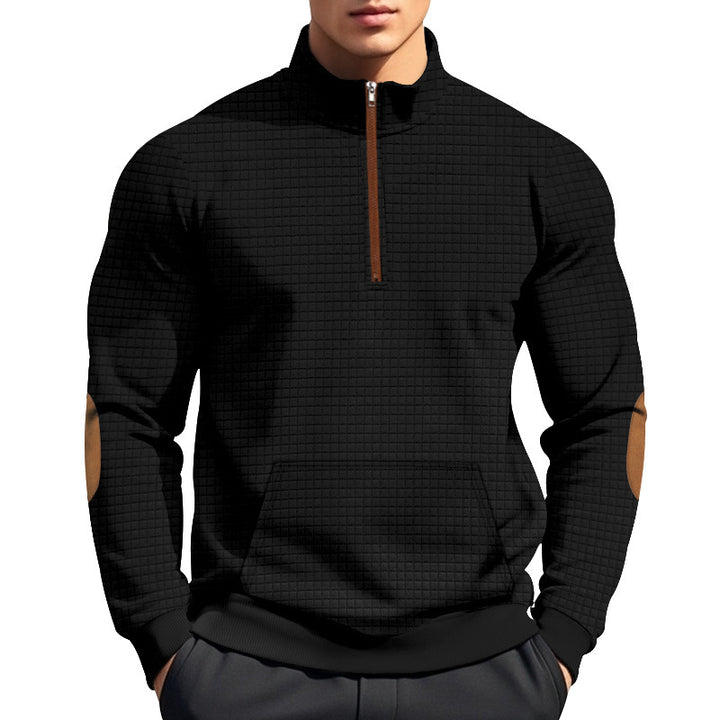 Sporty pullover for men with half-zip closure and textured surface Lune London