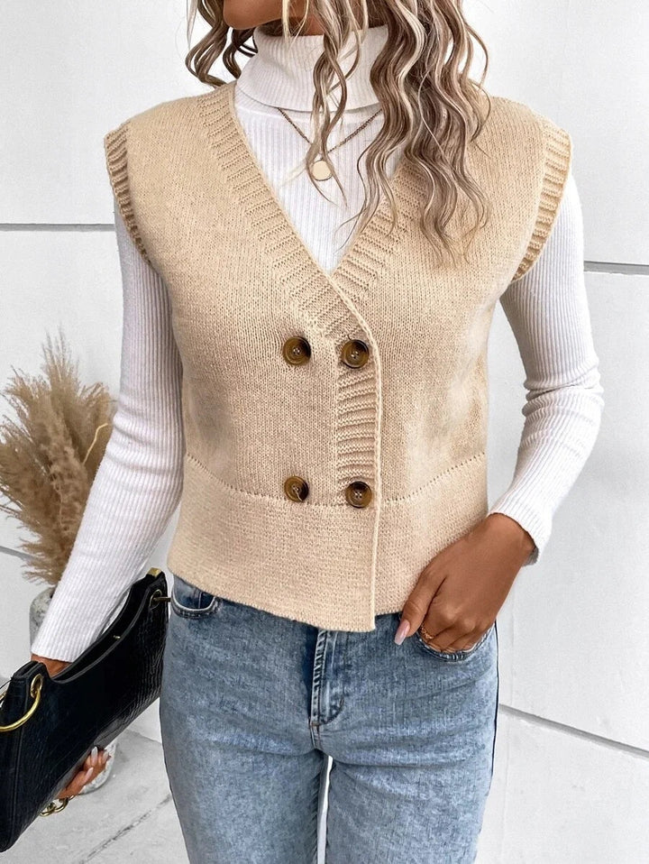 Knitted cardigan for women with double row of buttons Lune London