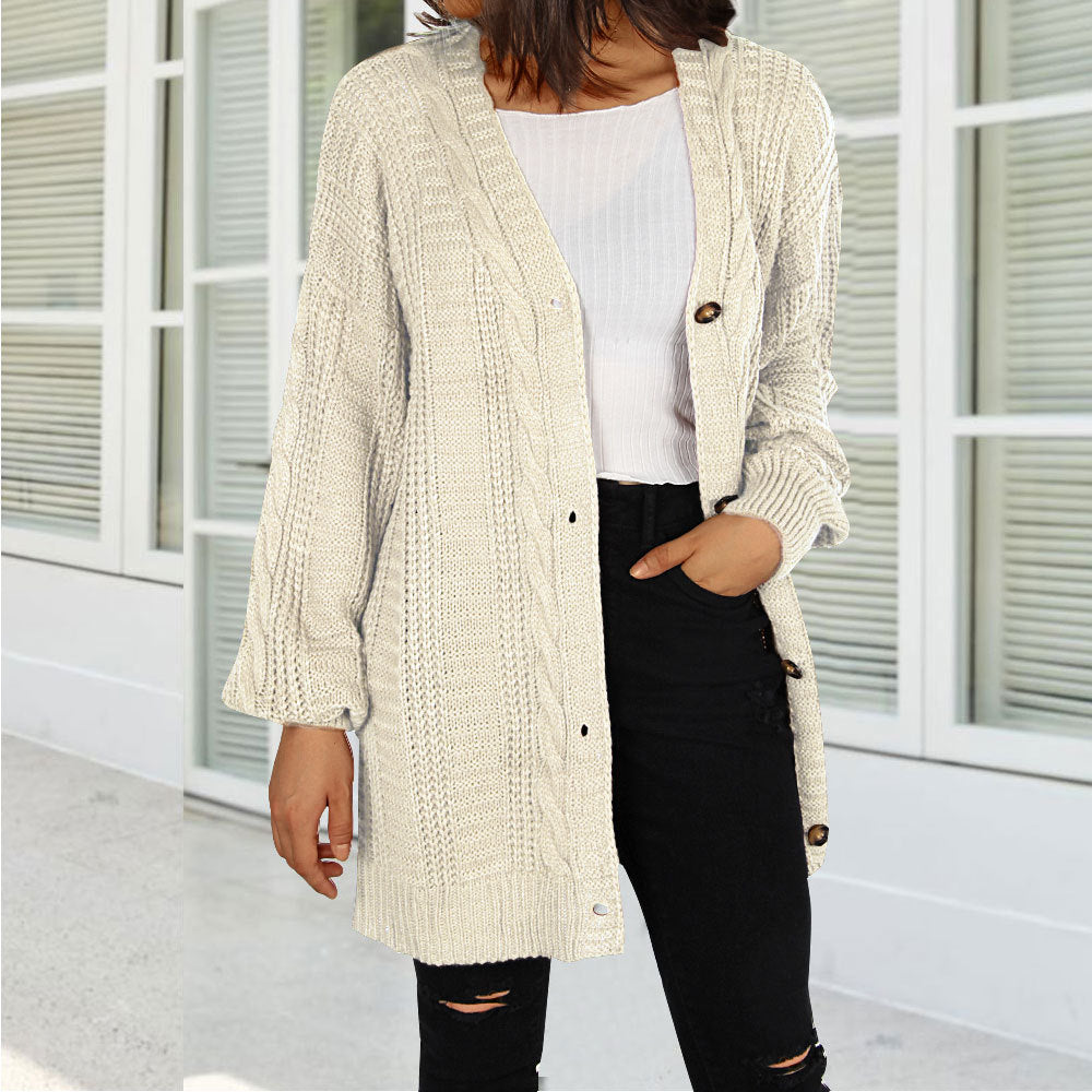 Gilet en tricot épais pour femmes avec patte de boutonnage élégante et manches larges Chic & Stil