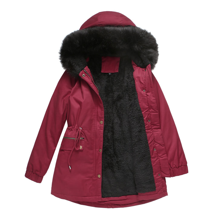 Women's insulated parka with removable faux fur collar and adjustable drawstring waist Lune London