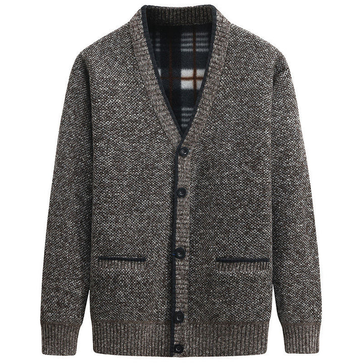 Men's elegant cardigan with V-neck and affectionate details Lune London