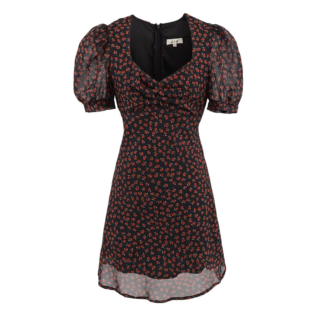 Lune London short-sleeve gathered floral midi dress