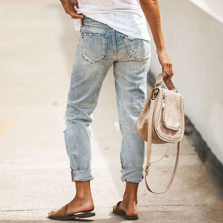 Skinny jeans for women with a trendy distressed effect and a high waist Lune London