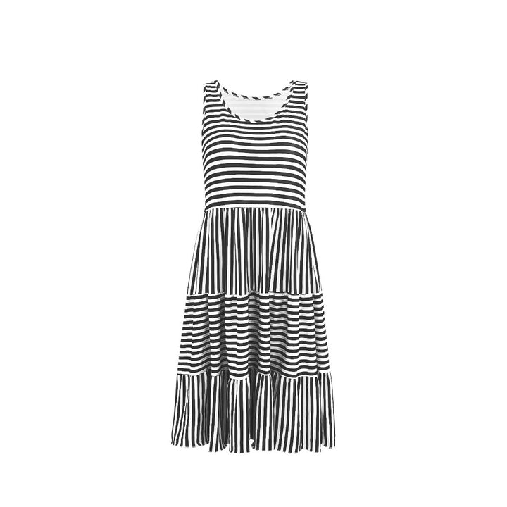 Striped summer dress for women with a voluminous ruffled hem Lune London