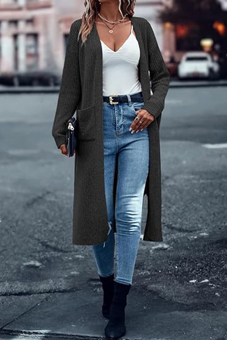 Women's Knit Coat with Long Sleeves and Practical Pockets Lune London