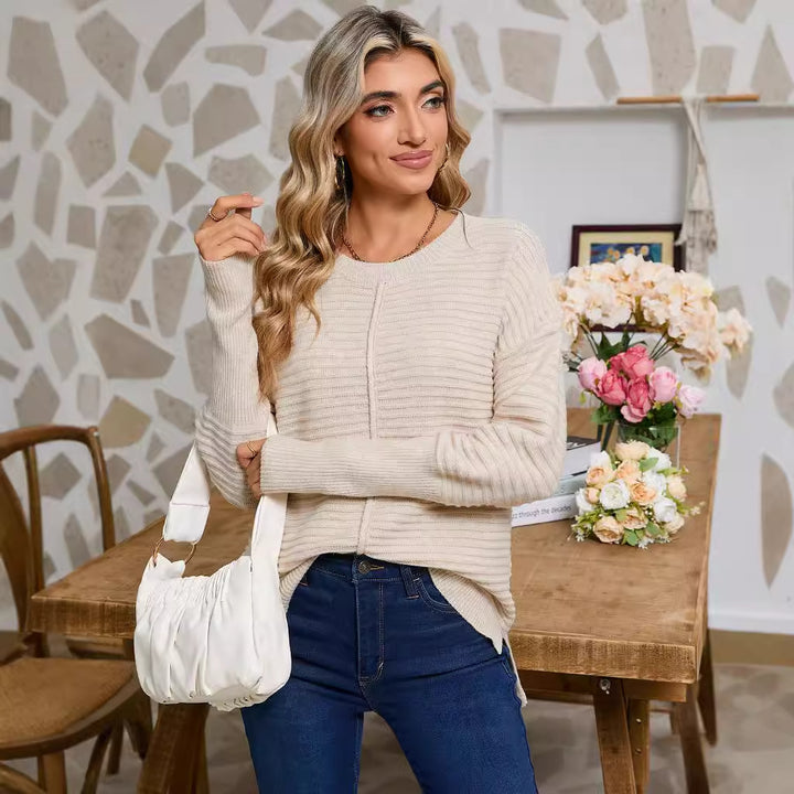 Pull en tricot pour femmes avec une structure à côtes fines et une coupe décontractée Chic & Stil