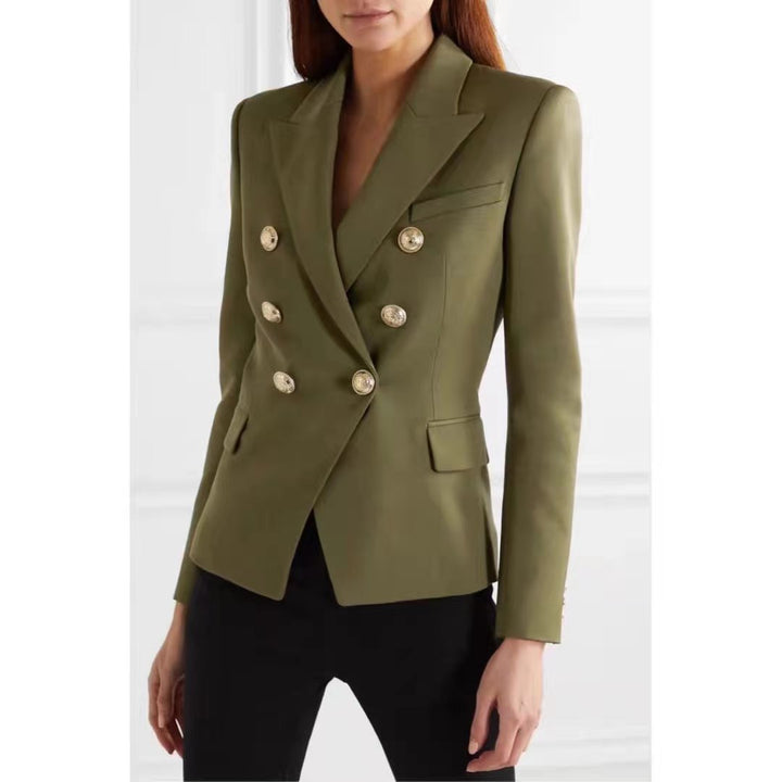 Ladies Elegant Double-Breasted Blazer with Golden Buttons Lune London