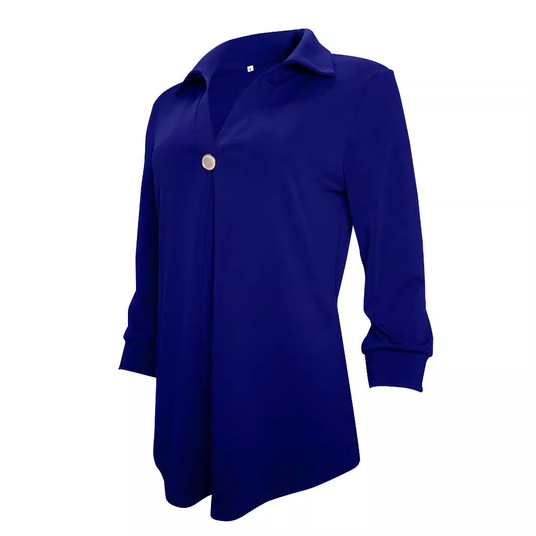 Long sleeve blouse for women with an elegant V neck and decorative pleats Lune London