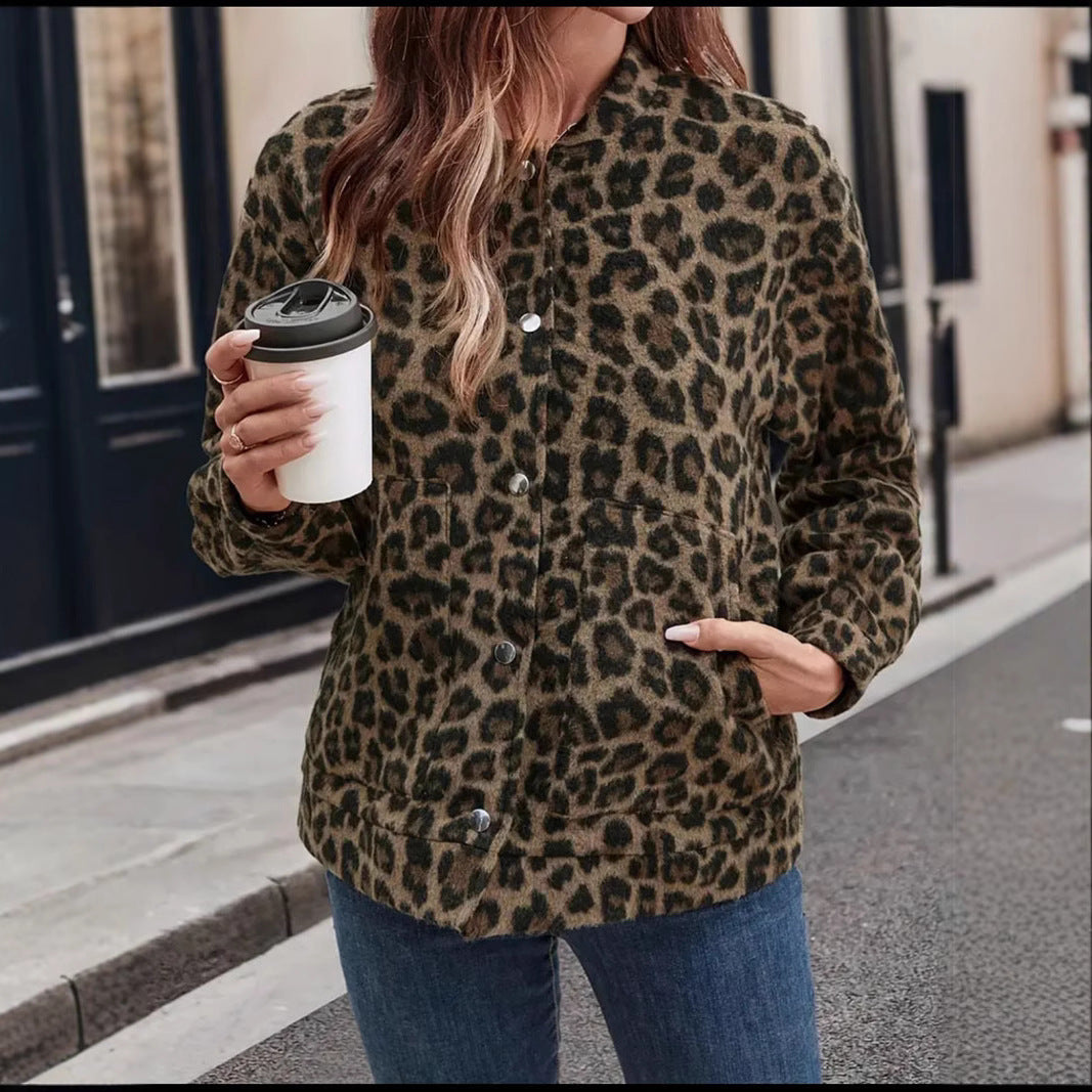 Lune London Leopard Print Casual Faux Fur Jacket for Women