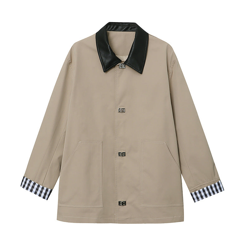 Women's transitional jacket with contrasting collar and practical pockets Chic & Stil