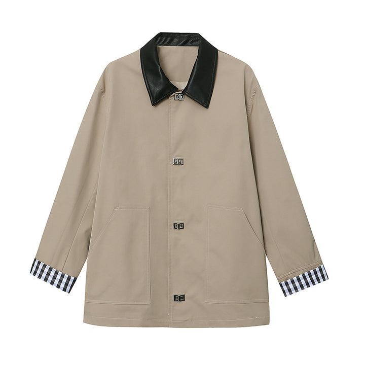 Women's transitional jacket with contrasting collar and practical pockets Chic & Stil