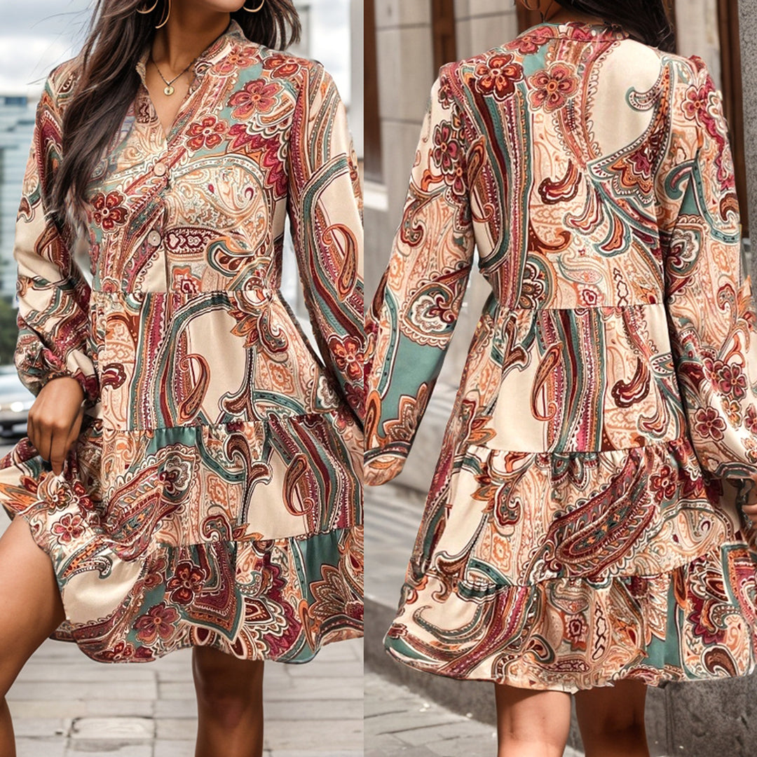 Women Midi Dress Paisley Print Bohemian Lune London