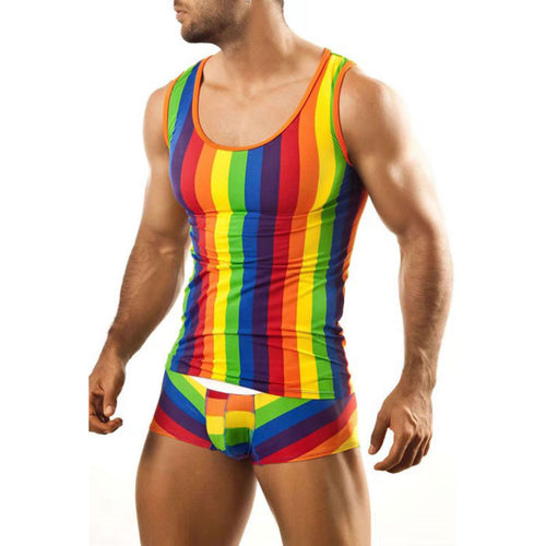 Men's colorful striped sports tank top with matching underwear Lune London