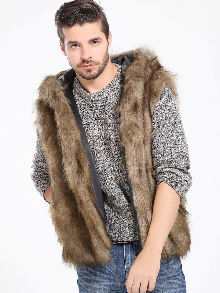 Lune London hooded faux fur jacket for men