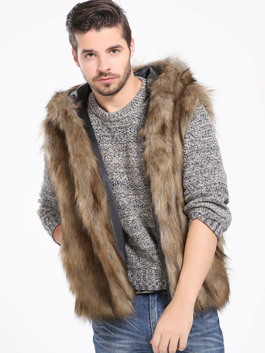 Lune London hooded faux fur jacket for men