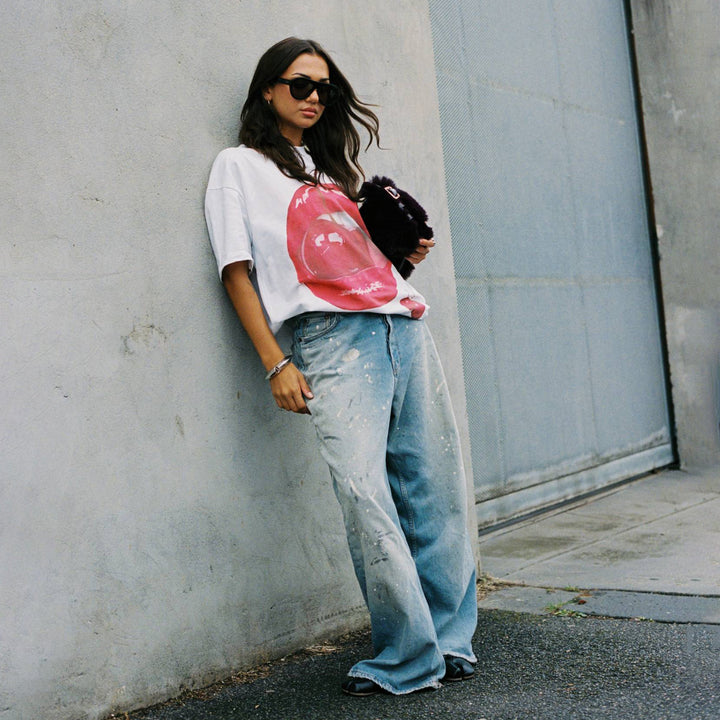 Graphic t-shirt for women with creative cherry pattern Lune London