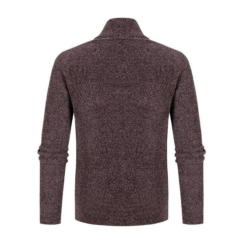 Men's knitted jacket with a modern shawl collar and a fine textured pattern Lune London