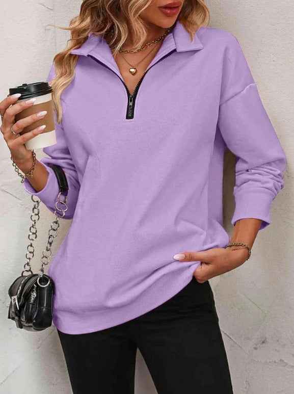 Casual turtleneck sweater for women with half-zip Lune London