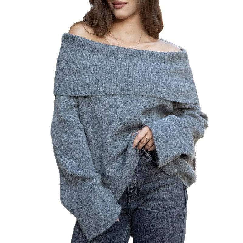 Off-shoulder knitted sweater dress for ladies Lune London