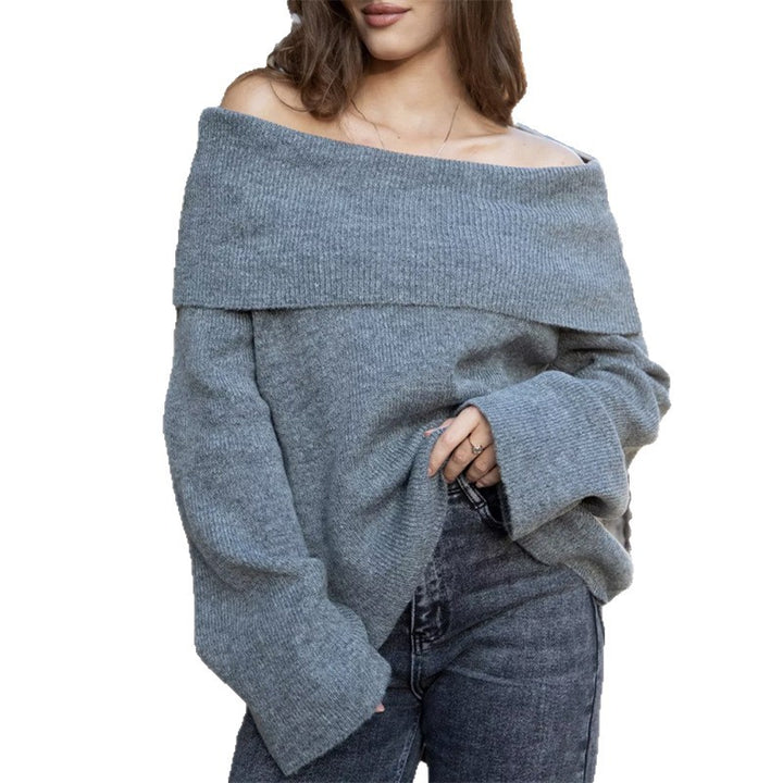 Off-shoulder knitted sweater dress for ladies Lune London