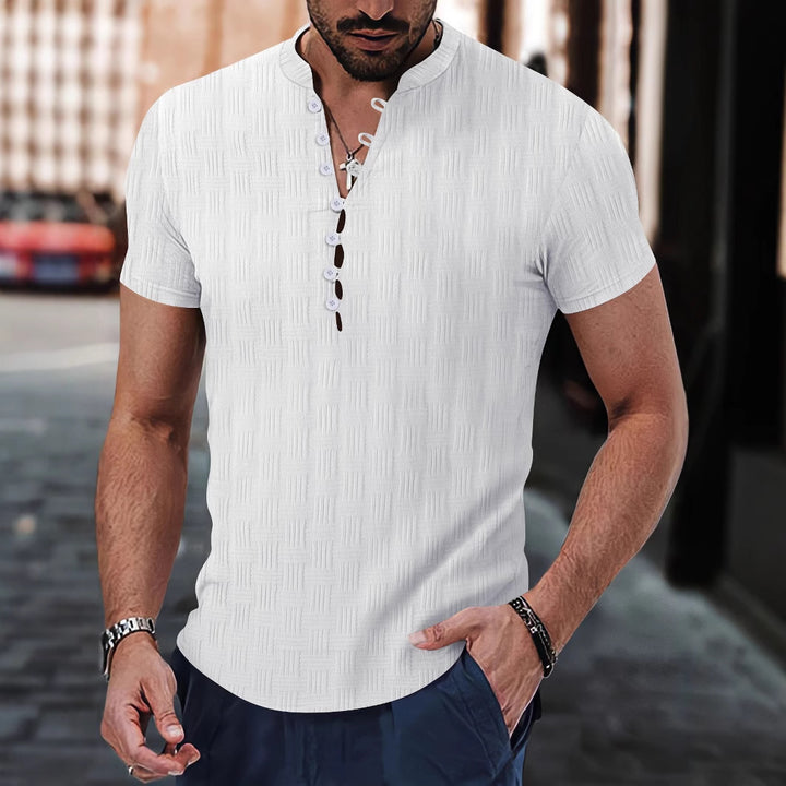 Short-sleeve structured shirt for men with modern button details Lune London